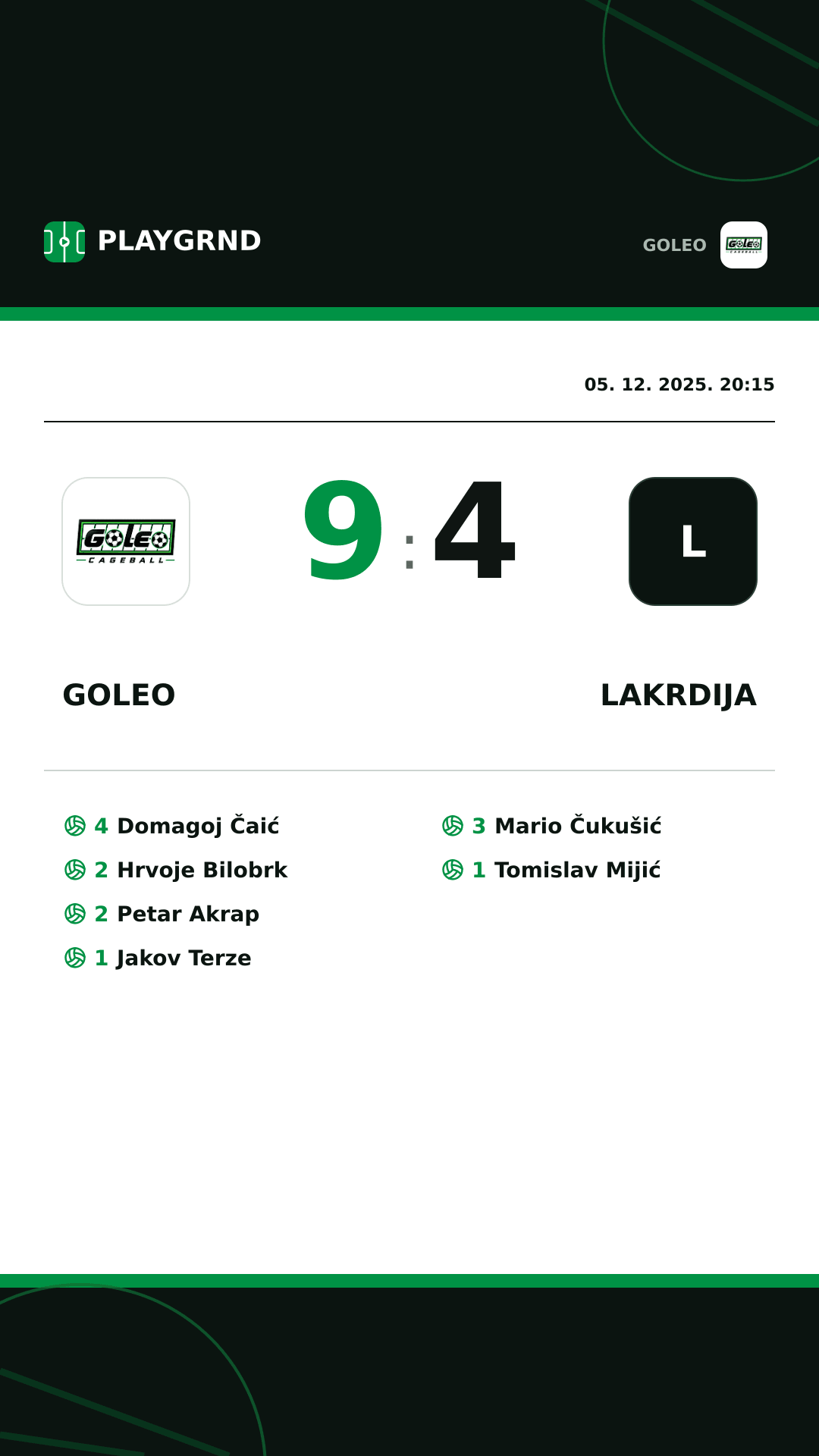 Instagram slika: Goleo 9:4 Lakrdija