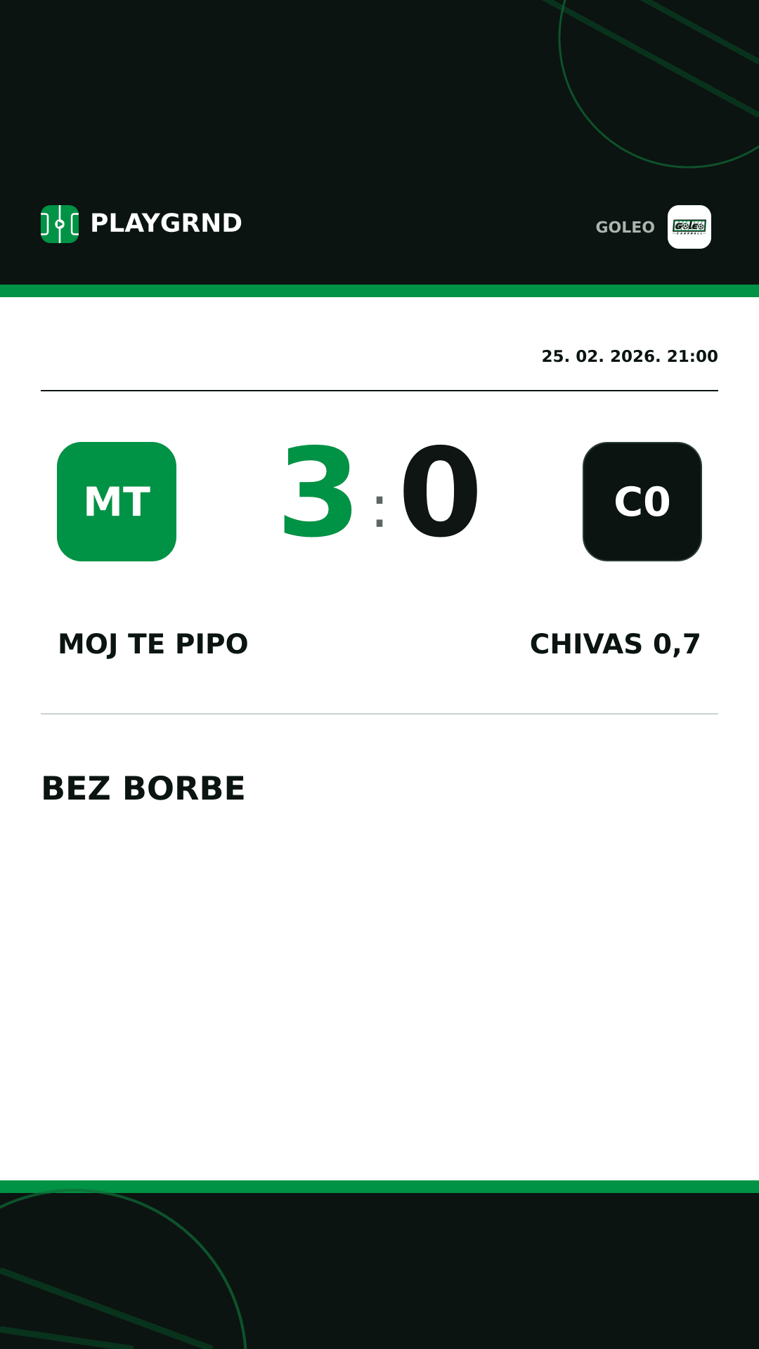 Instagram slika: Moj te pipo 3:0 Chivas 0,7