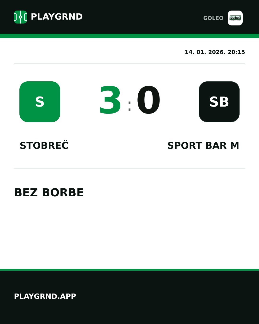 Instagram slika: Stobreč 3:0 Sport bar M