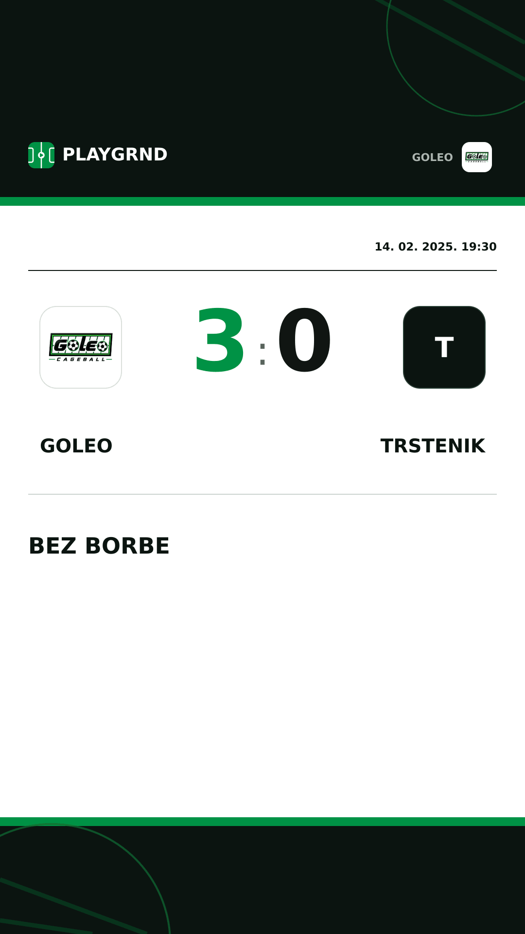 Instagram slika: Goleo 3:0 Trstenik