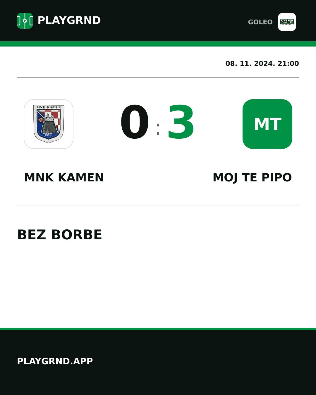 Instagram slika: MNK Kamen 0:3 Moj te pipo