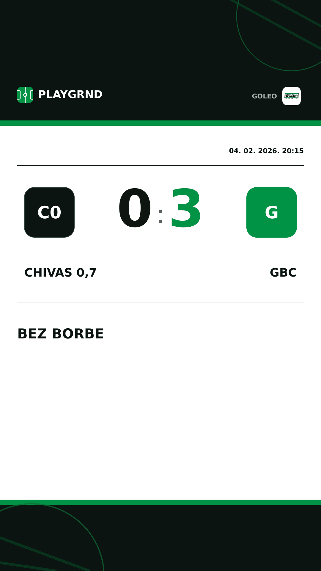 Instagram slika: Chivas 0,7 0:3 GBC