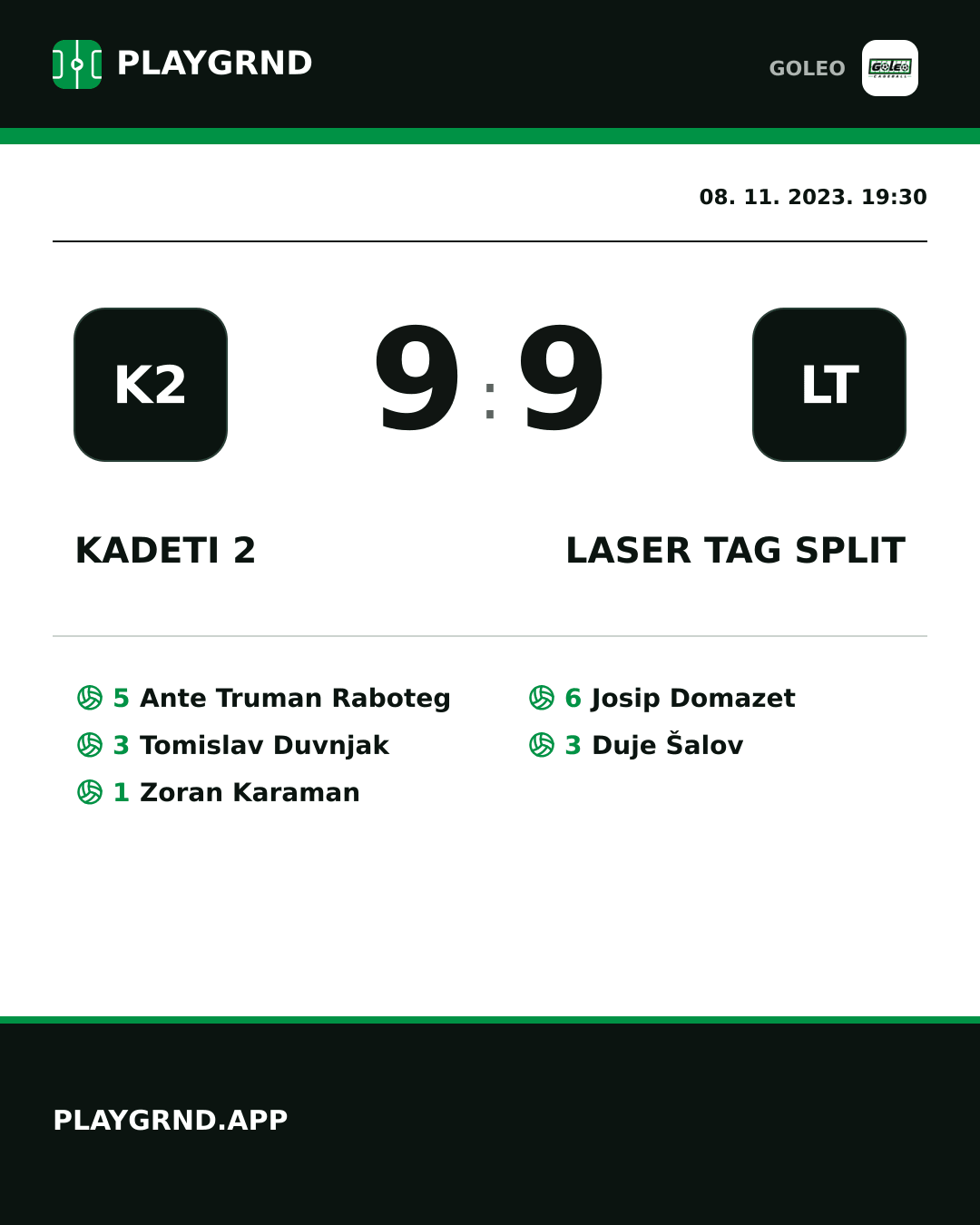 Instagram slika: Kadeti 2 9:9 Laser tag Split