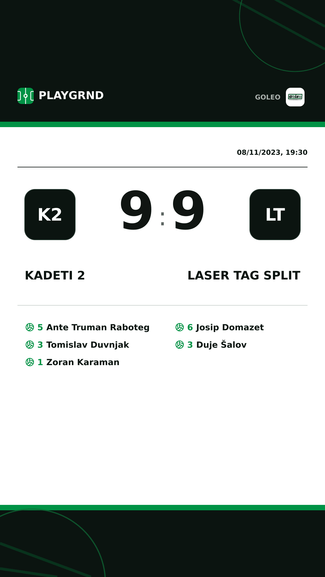 Instagram artwork: Kadeti 2 9:9 Laser tag Split