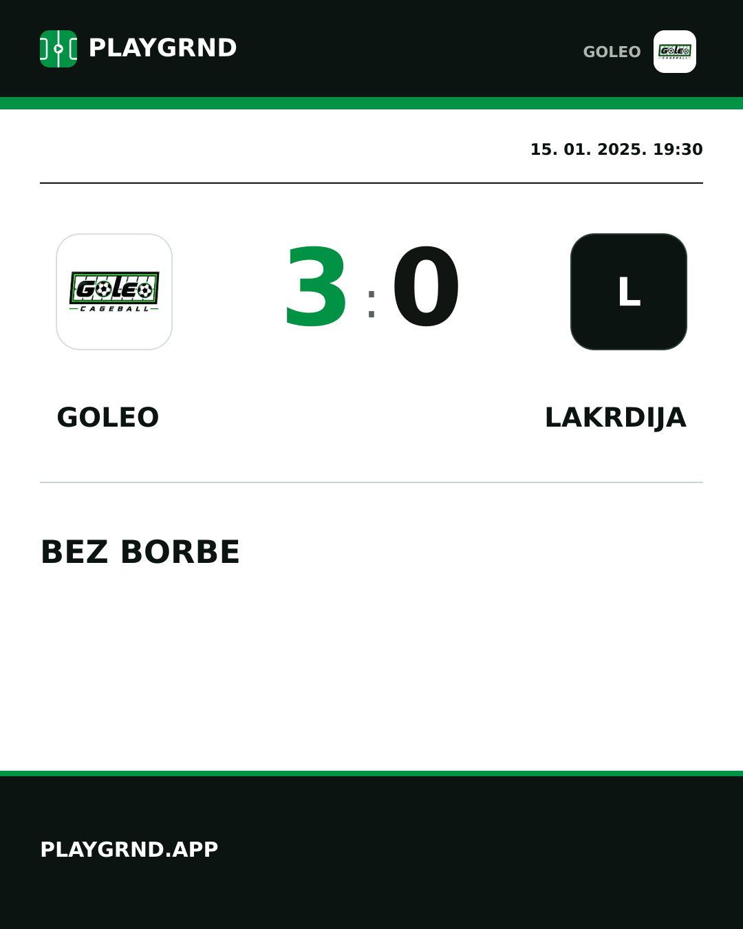 Instagram slika: Goleo 3:0 Lakrdija
