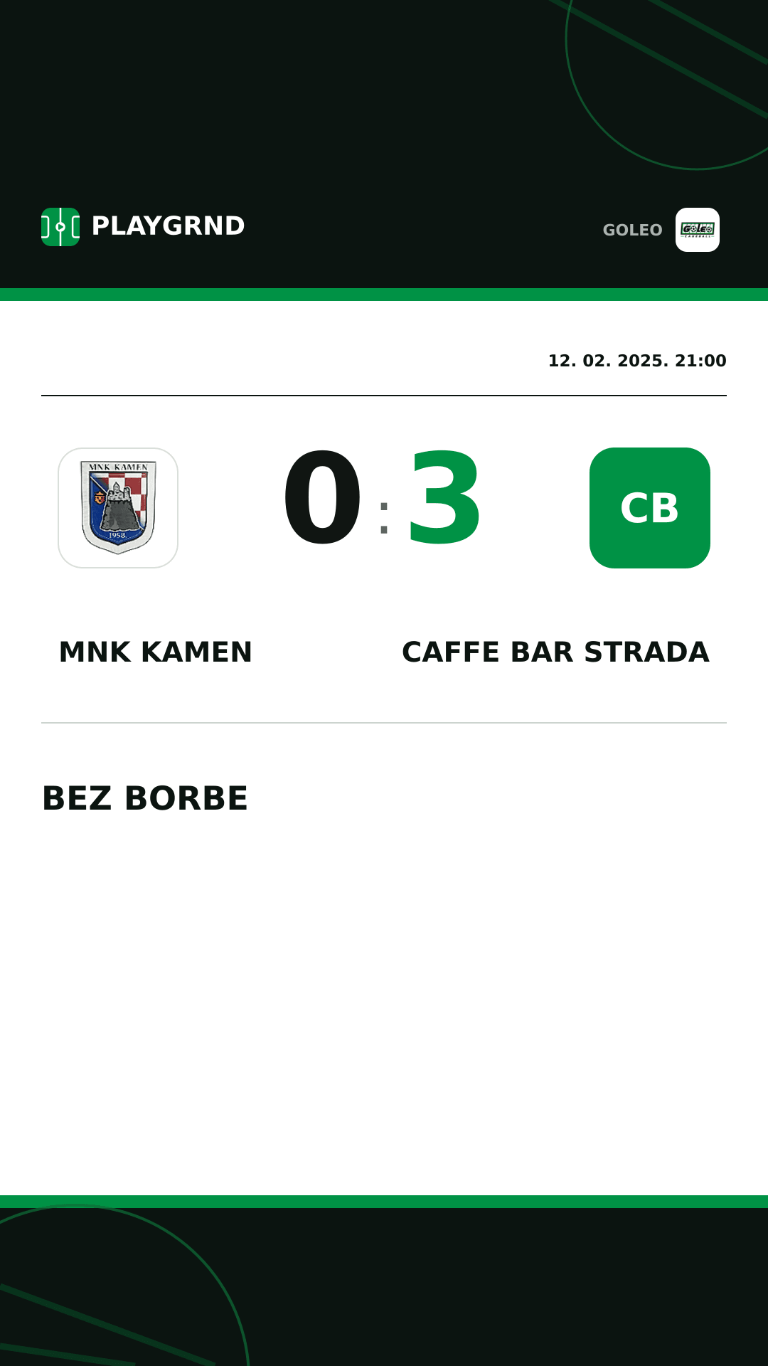 Instagram slika: MNK Kamen 0:3 Caffe bar Strada