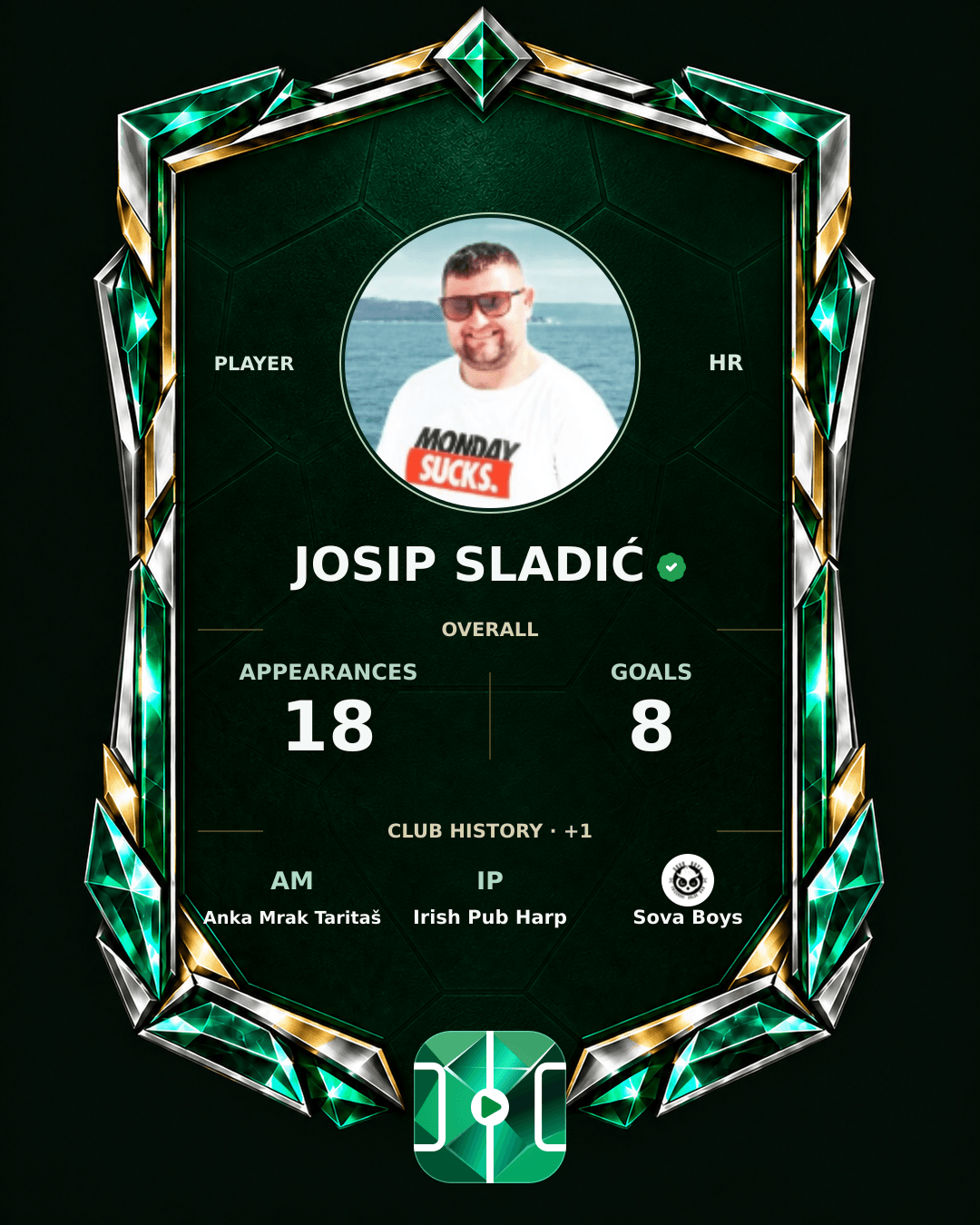 Josip Sladić's PLAYGRND profile graphic